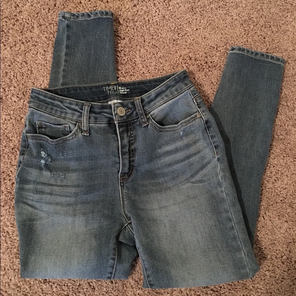 6 Petite High Rose Blue Skinny Jeans